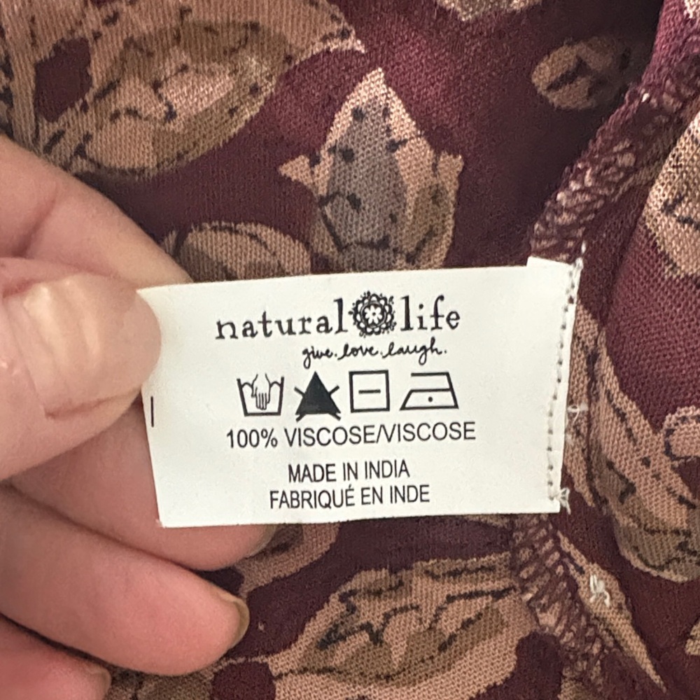 NATURAL LIFE Brown Floral Camisole with Teal Crochet Trim - Picture 6 of 7